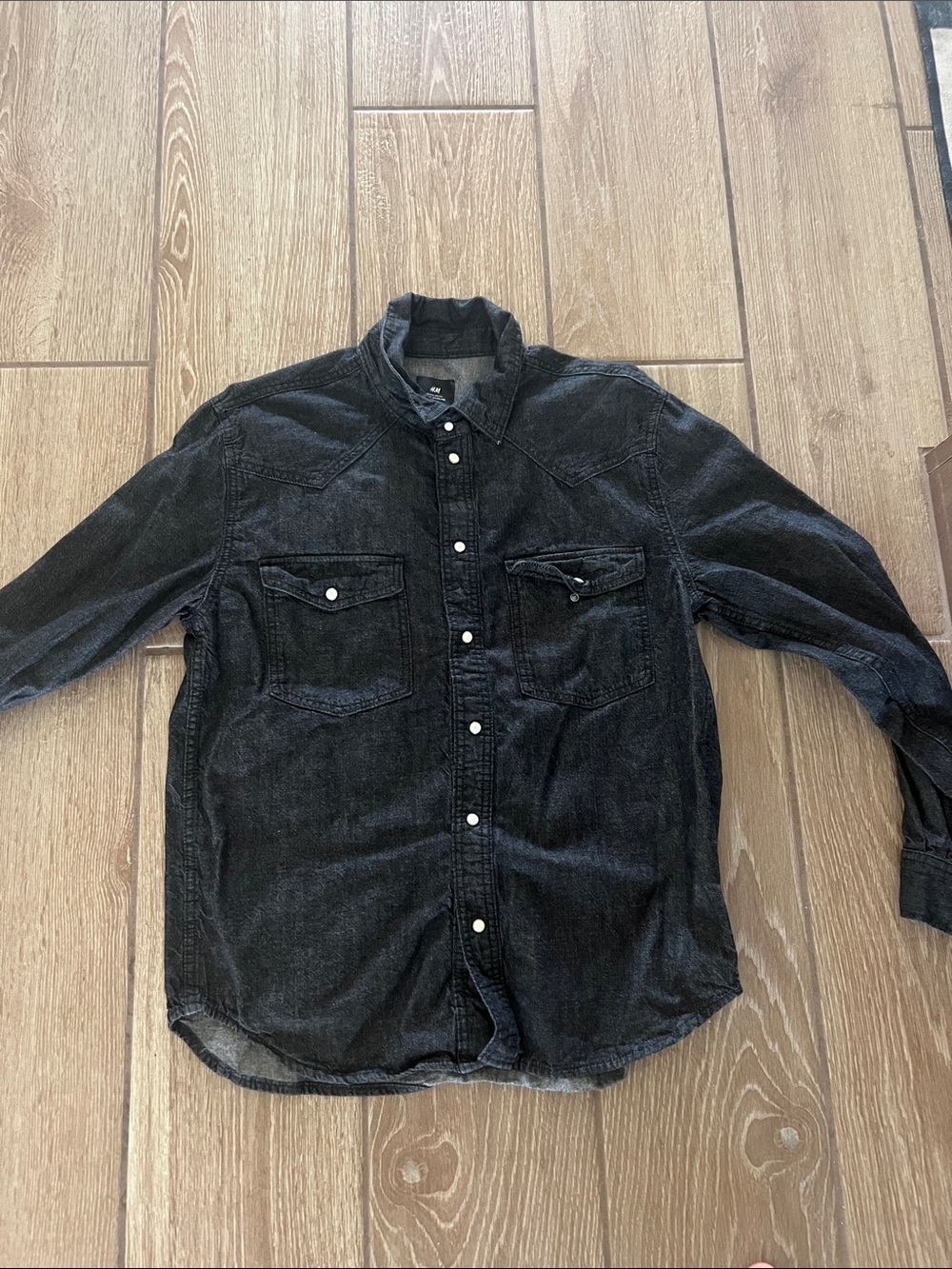 H&M Black Washed Button-Down Western Shirt